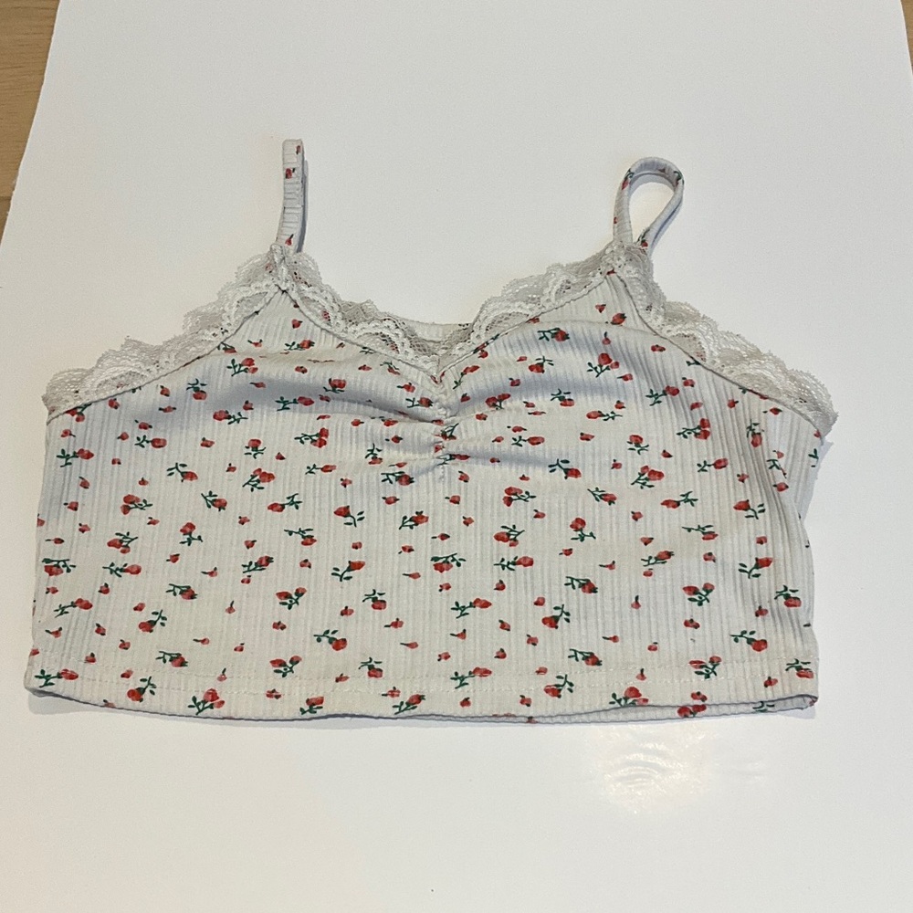 Kids/Teen Floral Lace Trim Cami Top Good Confition